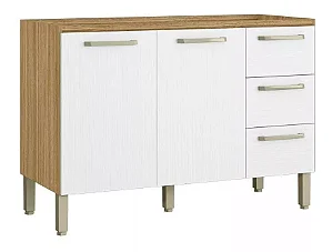 Balcão De Pia 120cm 2 Portas 3 Gavetas S/tampo Freijó