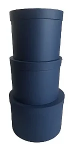 Caixas Box 29x20 Presente Redondas Azul Marinho Decor -3UNI