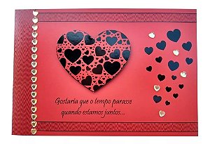 Cartão Dobradura Romântico Decorativo Grande Corações