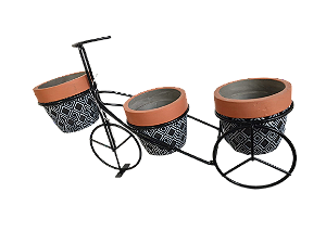 Ornamento Decorativo para Flores Com Vaso Preto - Formato de Bicicleta