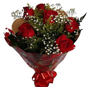 Buquê de Rosas Vermelhas - 06 Rosas