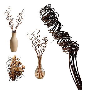 Kit 8 Galhos Rococó Vime Vaso Decoração Jardim Plantas