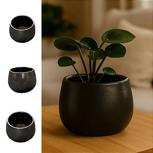 Vaso Cachepot Cerâmica Mini Bojudo Decoração Ouro Velho