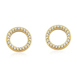 Brinco Círculo Vazado com Zircônias – Banhado a Ouro 18k