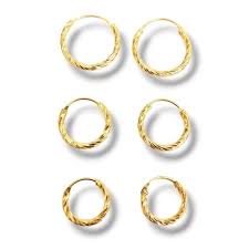 KIT: Trio de Brincos Pares de Argolas Torcidas – Banhado a Ouro 18k