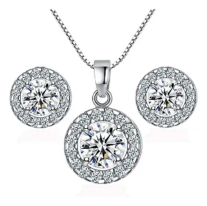 Conjunto Premium Ponto de Luz - Banhado a Ródio Branco