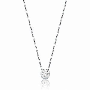 Conjunto Ponto de Luz Liso - Banhado a Ródio Branco