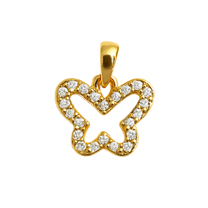 Pingente Borboleta Cravejada - Banhado a Ouro 18k