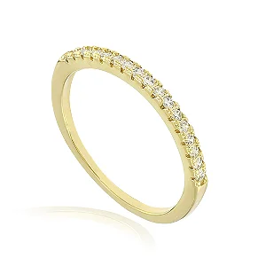 Anel Meia Aliança com Zircônias – Banhado a Ouro 18k
