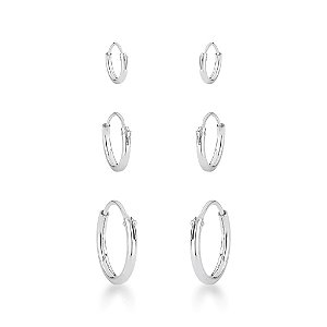 Trio Argola Rebitada Fio 1,2mm - Prata 925