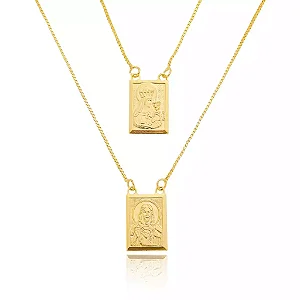 Escapulário Religioso - Banhado a Ouro 18K