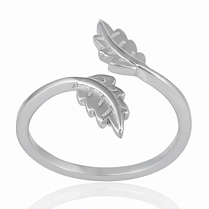 Anel Folha - Banhada a Ródio Branco