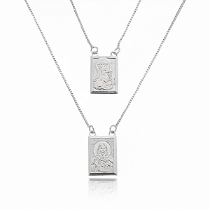 DUPLICADO - Escapulário Religioso - Banhado a Ródio Branco