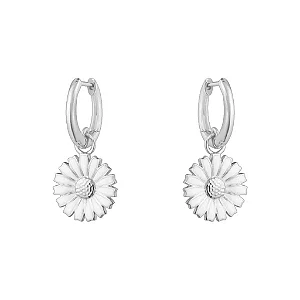 Brinco Argola Margarida - Banhado a Ródio Branco