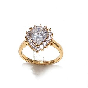 Anel Coração Cravejado - Banhado a Ouro 18K