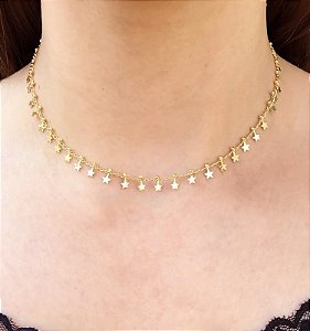 Gargantilha Estrelada - Banhada a Ouro 18k