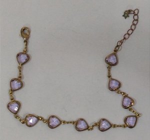 Pulseira Corações Facetados Ametista