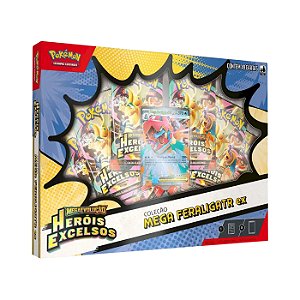 Pokémon TCG Box Coleção Mega Feraligatr ex Heróis Excelsos