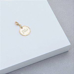 Pingente Personalizado em Ouro 18k para Gatos e Cachorros - Formato Redondo