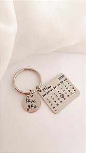 Pingente Personalizado com Calendário e Mensagem - "Love You"