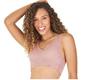 Sutiã Top Up Com Renda Transpassada e Bojo Removível sem Costura Blush Zee Rucci - TAM ( GG )
