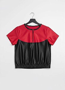 Cropped Cetin Plus Bicolor, Ziper no Peito Elastico Barra Tam ( G1 e G2 )