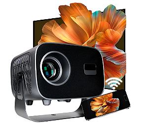 Projetor T15 Pro Portátil 4k Bluetooth Wifi Hdmi Android - Full Hd 10000lm Cores Fortes Hd - PRETO