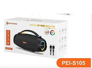 Caixa De Som Bluetooth Peining PEI-S105 C/2microfone Sem fio 200w RGB