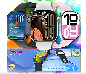 W11 X Smart Watch Série 11 Responde Mensagem Faz Ligaçoes Microwear Amoled Chatgpt Gps Kit Completo