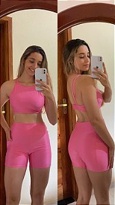 Conjunto de short rosa, TAM U