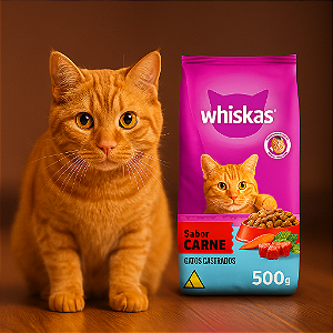 Ração Whiskas para Gatos Adultos Castrados Sabor Carne