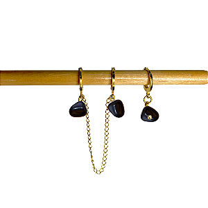 Trio de Argolinha Cristal Ônix