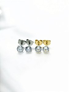 Par de Brincos com Zircônias Titânio