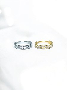 Argola Dupla Cravejado de Zircônias Titânio