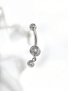 Umbigo com Pingente de Zircônia Titânio