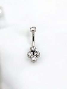 Umbigo 4 Stones Zircônias Titânio