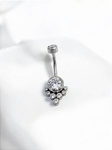 Umbigo Pedra Flat 7 Zircônias Titânio