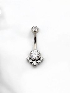 Umbigo Pedra Flat 5 Zircônias Titânio