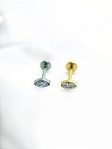 Labret Zircônia Navete Titânio