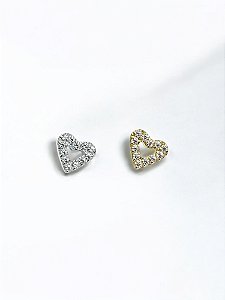 Labret Coração Cravejado Titânio