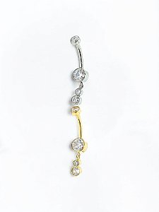 Umbigo com Pingente Duplo de Zircônias Titânio