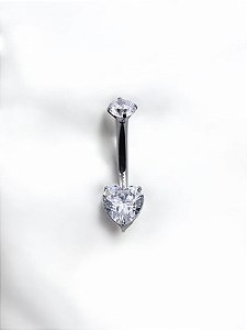 Umbigo Coração Brilhante de Zircônias Titânio