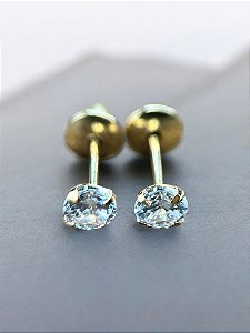 Par de Brincos Zircônias com Tarraxa Baby Ouro 18k