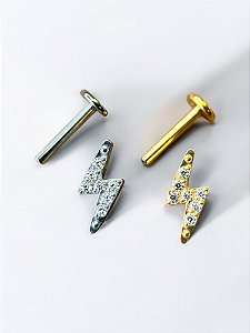 Labret Raio Cravejado Titânio