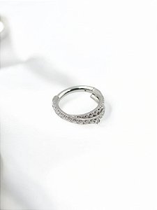 Argola Crossed Lines Cravejado Titânio