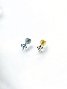 Labret Coração Zircônia Mini Titânio