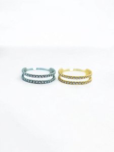 Argola Dupla S/ Cravejado de Zircônias Titânio