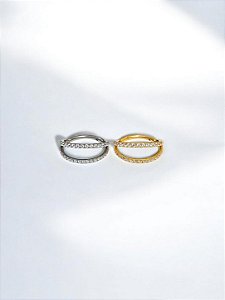 Argola Dupla S. Cravejado de Zircônias Titânio