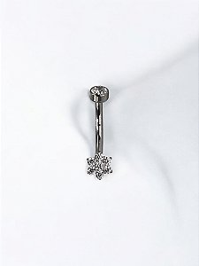 Umbigo Flor de Zircônias Mini Titânio