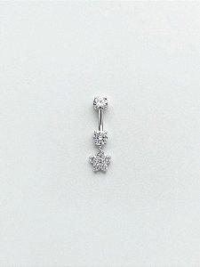 Umbigo com Pingente Flor de Zircônias Titânio